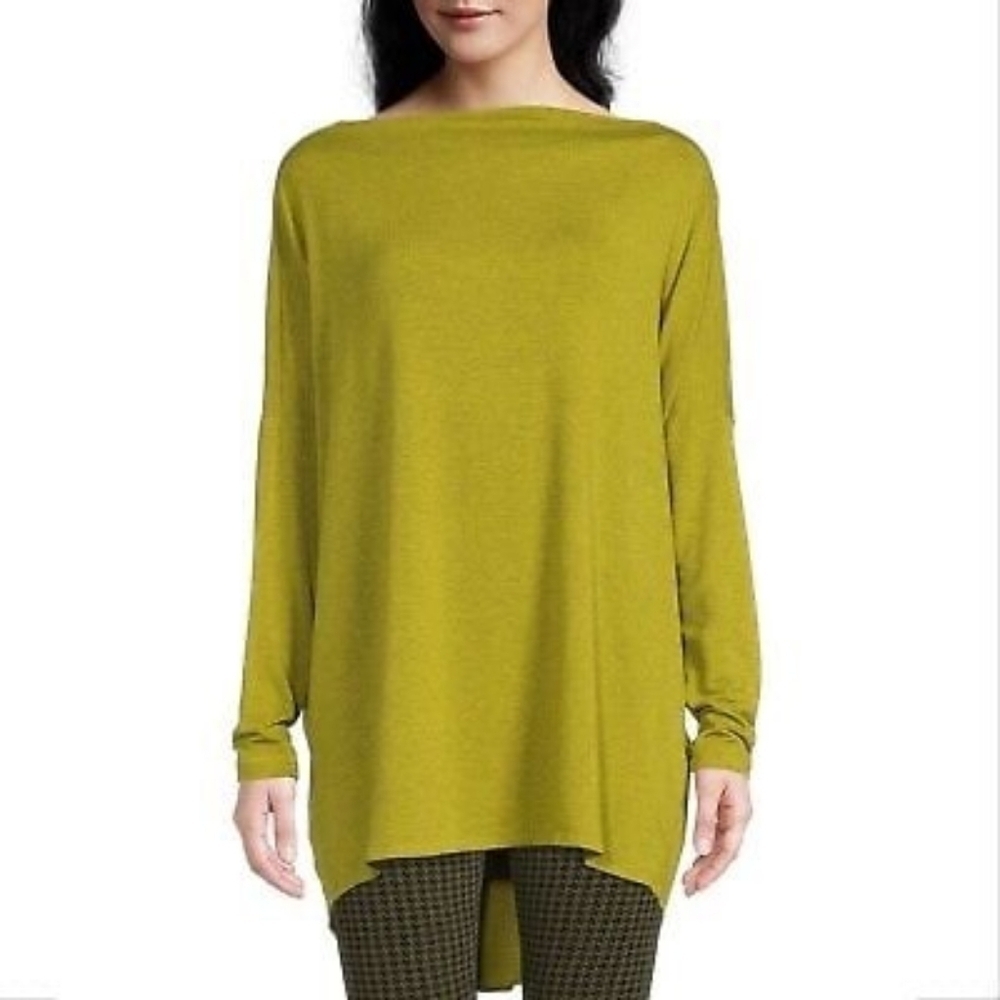 Bryn Walker French Terry Dimitri Tunic Top Green Oversized Boat Neck Size XS